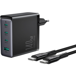 Charger Mobile Joyroom 3C1A 140W JR-TCG05 + Cable Type-C To Type - C 1.2M Black.